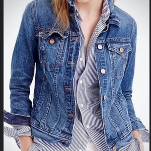 J. Crew Womens Jacket Blue XL Extra Large Jean Denim Trucker Stretch Classic